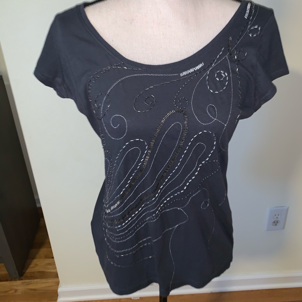 Ann Taylor grey embellished top